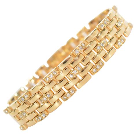 Cartier Diamond Gold Panthere Bracelet at 1stdibs