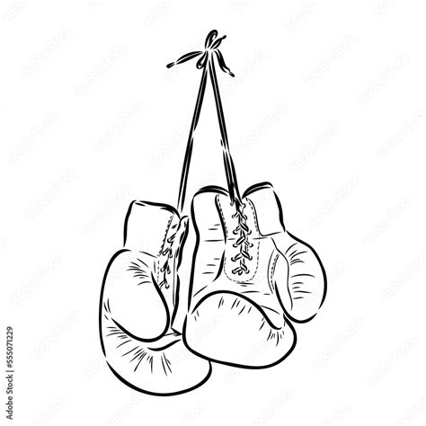 Boxing gloves sketch isolated. Sporting equipment for boxing in hand ...