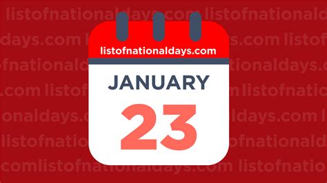 JANUARY 23RD: National Holidays,Observances & Famous Birthdays