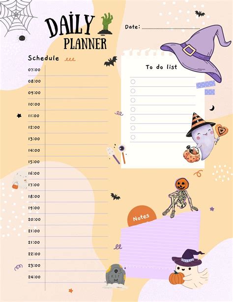 Halloween daily planner | Planner printables free, Planner, Daily ...