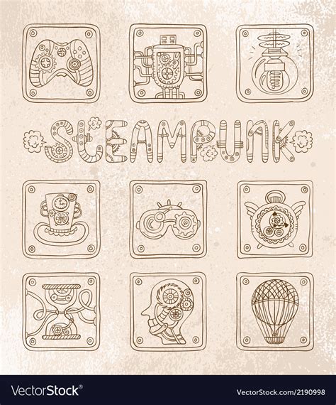 Steampunk icons Royalty Free Vector Image - VectorStock