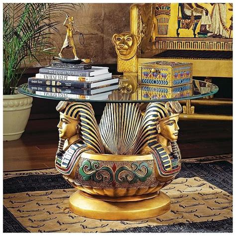 Glass Topped Accent Table Egyptian Home Decor Egypt Royal Boy King Sculptural - Tables