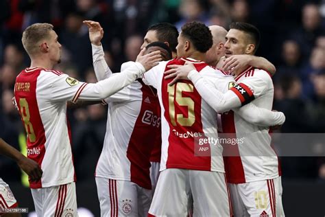 AMSTERDAM - Ajax celebrates the 1-0 of Dusan Tadic of Ajax during the ...