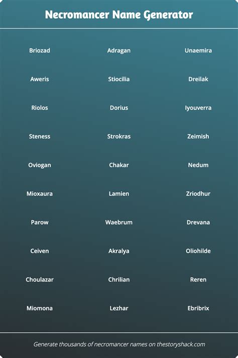 Necromancer Name Generator - Random necromancer names