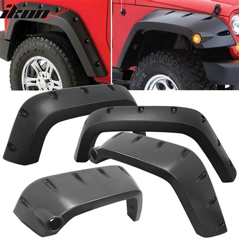 Compatible with 07-17 Jeep Wrangler JK Pocket Style Fender Flares 4DR ...