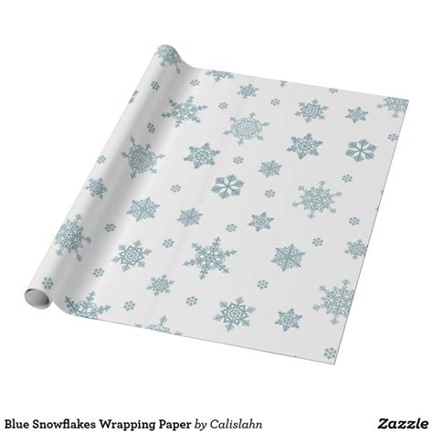 Blue Snowflakes Wrapping Paper | Zazzle.co.uk | Patterned gift wrap, Blue snowflakes, Gift wraping