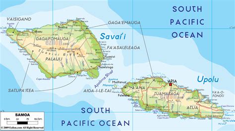 Physical Map of Samoa - Ezilon Maps