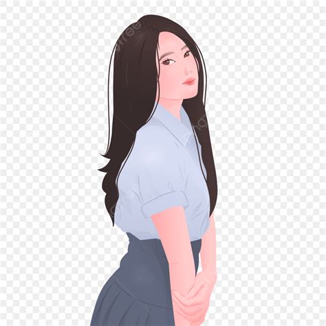 Indonesia Vector Design Images, Perempuan Seragam Sekolah Sma Indonesia Rambut Panjang ...