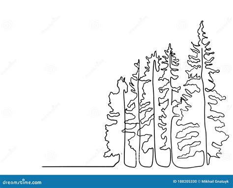 Minimalist Pine Tree Line Drawing - Firdausm Drus
