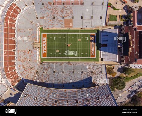 Aerial view of Darrell K Royal–Texas Memorial Stadium in University of ...