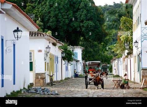 Typical colonial houses in the historic part of Parati, Rio de Janeiro State, Brazil, South ...