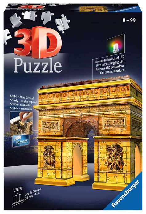 Puzzle 3D Arc de Triomphe illuminé | Puzzles 3D Objets iconiques | Puzzle 3D | Produits | Puzzle ...