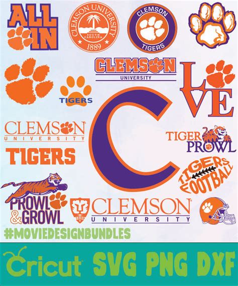 Clemson Tigers NCAA SVG, PNG, DXF - Movie Design Bundles