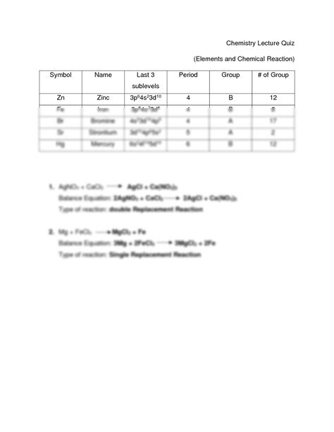 SOLUTION: Chemistry lecture quiz elements and chemical reaction - Studypool