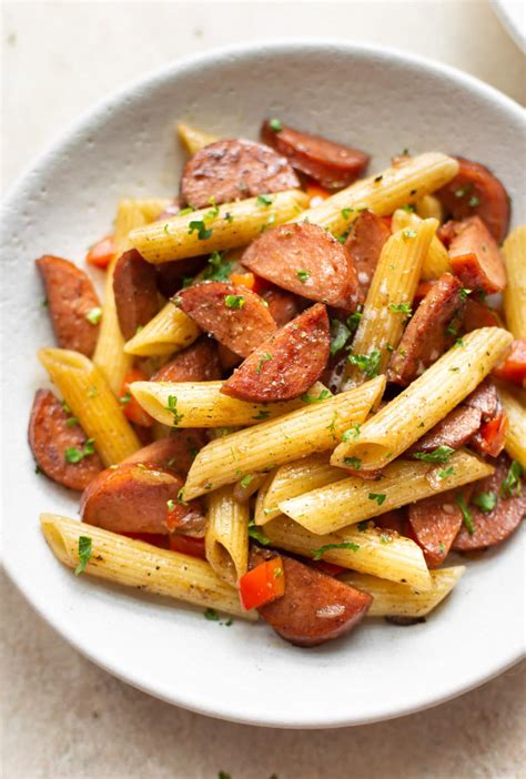 Simple Balsamic Smoked Sausage Pasta • Salt & Lavender