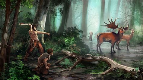 Depiction of a Megaloceros hunt in Upper Paleolithic Europe by Ramon Acedo on ArtStation ...