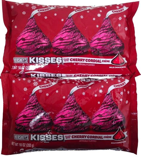 Amazon.com : Holiday Hershey's Kisses Milk Chocolate with Cherry Cordial Crème, 10-Ounce Bag ...