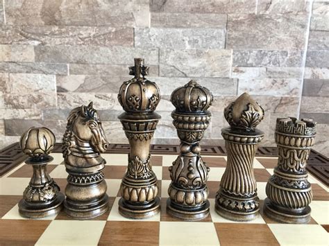 Exclusive Wood Carving Chess Pieces With Box Luxury Wooden Chess Pieces ...