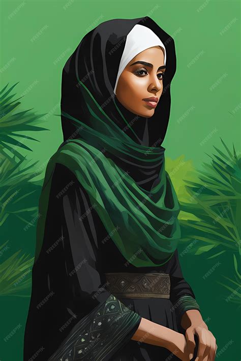 Premium AI Image | Woman Wearing Hijab Digital Painting Sample