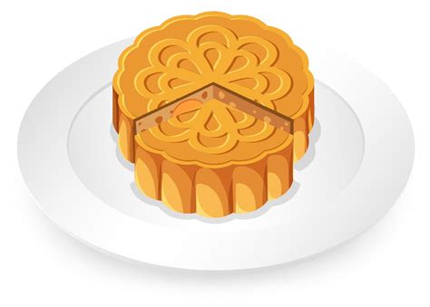 Isolated mooncake on white plate 4192163 Vector Art at Vecteezy