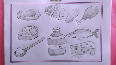 how to draw protein foods/draw sources of protein food - YouTube