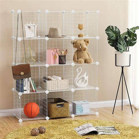 12 Cube Metal Wire Cube Storage DIY Closet Cabinet Shelf Organizer ...