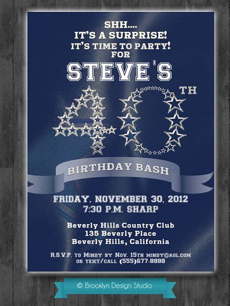 dallas cowboys football team invitations | Invitation For The Sports Fan … | Surprise birthday ...