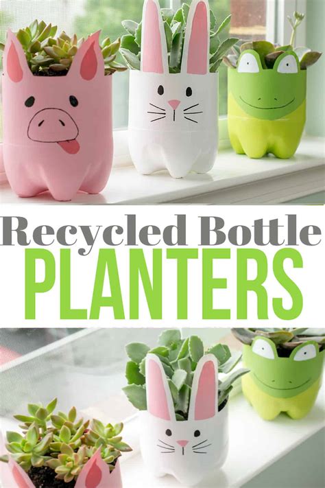 Recycled Plastic Bottle Planters Craft • Craving Some Creativity