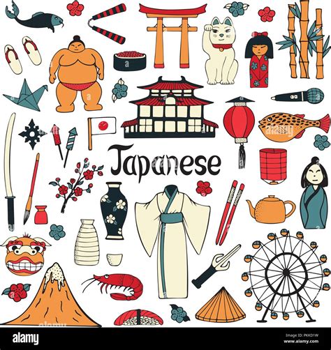 A set of hand-drawn illustrations about the Japanese culture and ...