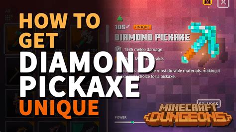 Where to get Diamond Pickaxe Minecraft Dungeons Unique Pickaxe - YouTube