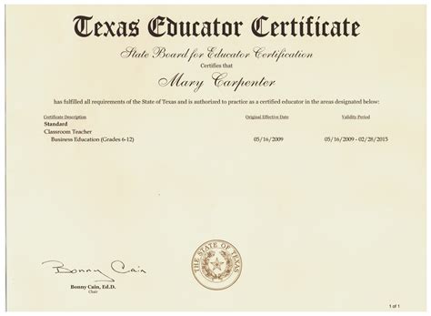 Examples Of Best Certificate: Texas Teacher Certification tr71