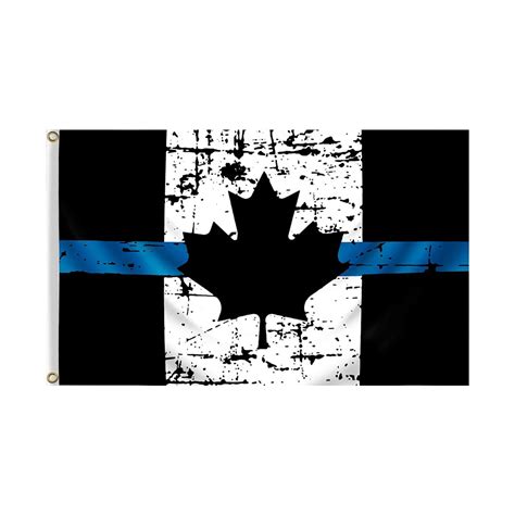 Flags Thin Blue Line Canada Flag Canadian Flag 3'x5' Combination Flag ...