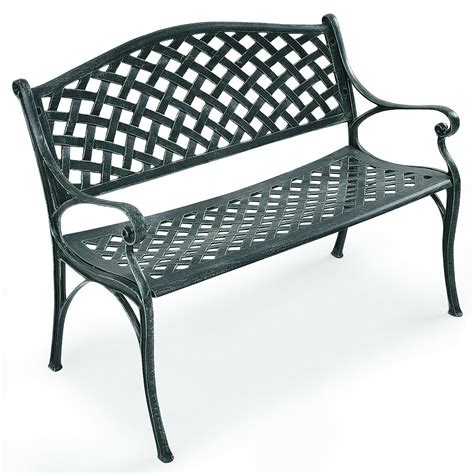 Costway 40'' Outdoor Antique Garden Bench Aluminum Frame Seats Chair ...