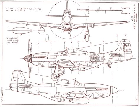 North-American-P-51D-Mustang.gif (1985×1528) | Mustang, Vintage aircraft, Blueprints