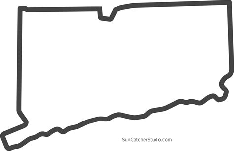 Free Connecticut Outline With Home On Border, Cricut Clipart - Full ...