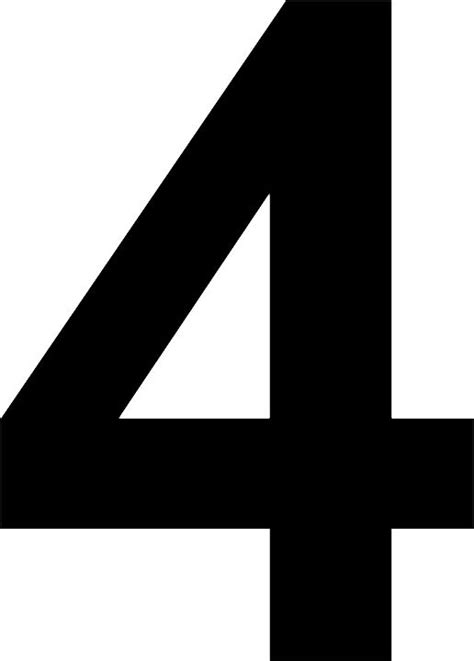 Number 4 black and white PNG Image