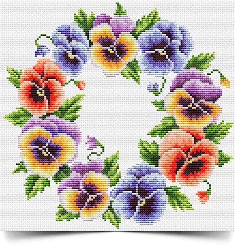 Flower wreath | spring cross stitch design peony cross stitch colorful ...