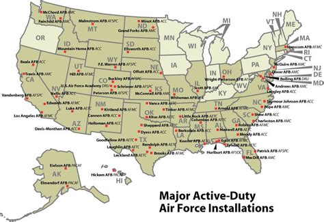 Map of the US with all Air Force Bases: Just in Case of Red Dawn : MapPorn