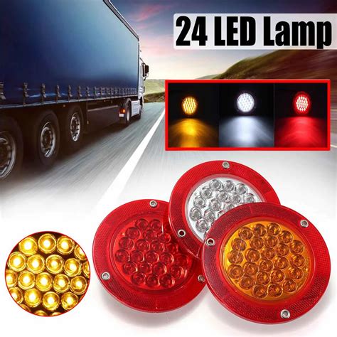 Led Trailer Tail Lights Waterproof Round 24 LED Truck Light 12V DOT ...