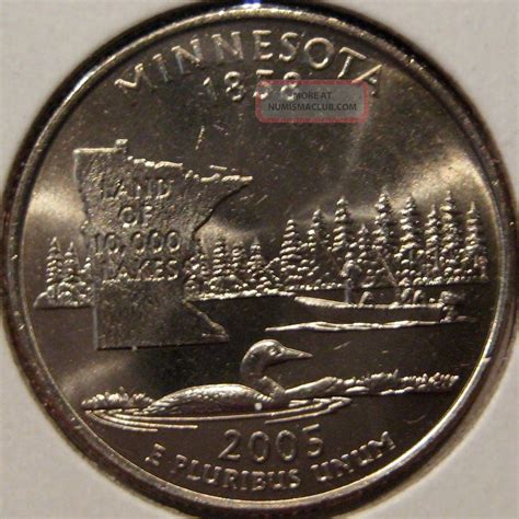 2005 - P Minnesota State Quarter Ddr - 003 Variety Double Die Reverse Bu Ms Unc L11