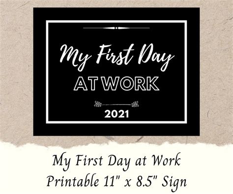 Printable My First Day at Work Sign DIY Printable First Day | Etsy