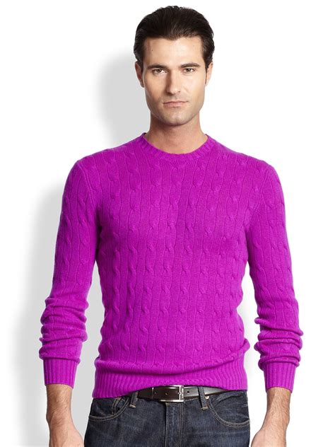 Lyst - Polo Ralph Lauren Cable-knit Cashmere Sweater in Purple for Men