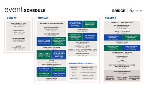 Bridge Schedule | Stuller