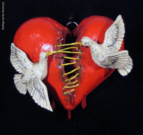 Mending a broken heart - Retablo Heart Ornament | Indigo Arts