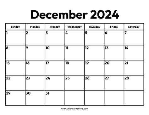 December 2024 Calendar – Calendar Options