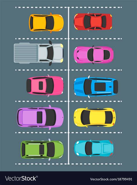 Cartoon parking zones with cars top view Vector Image