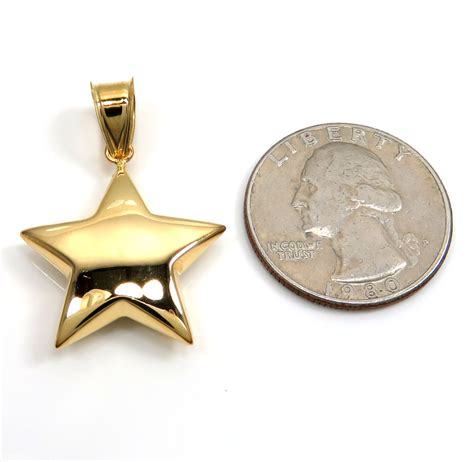 Buy 14k Yellow Gold Solid Puffed Star Small Pendant Online at SO ICY JEWELRY