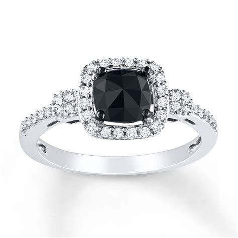 White Gold Black Diamond Ring | White Gold