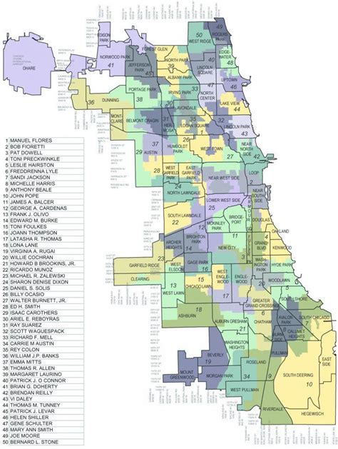 Chicago Ward Boundaries Map