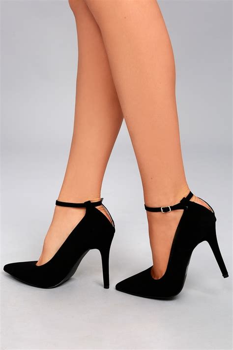 Sexy Black Pumps - Vegan Heels - Ankle Strap Heels - Lulus